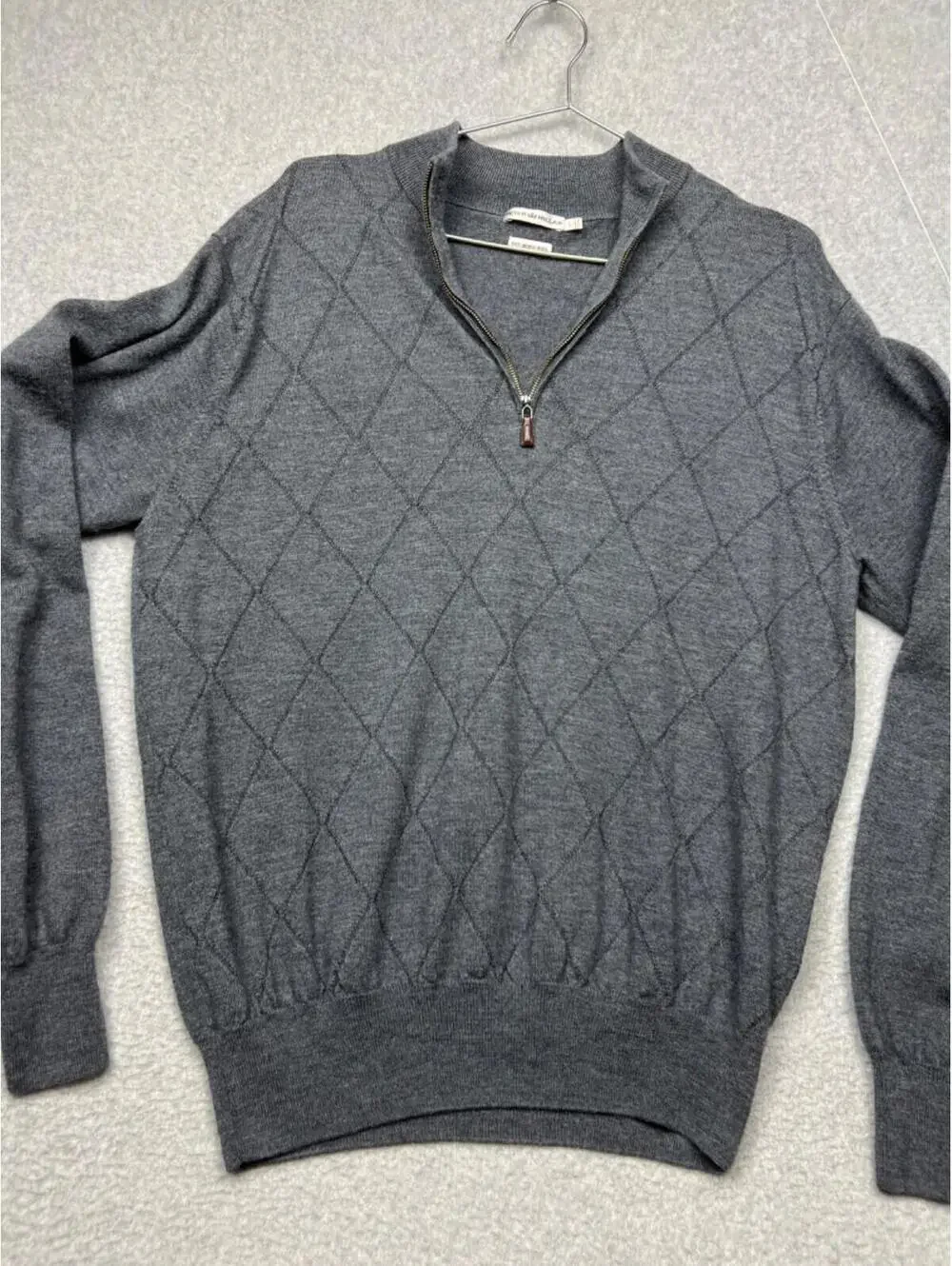 Peter Millar Merino Pullover Sweatshirt Mens L V Neck Wool Long Sleeve Gray
